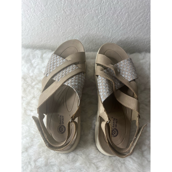 Earth Spirit Sandals Womens 8 Slingback Strappy WMES29ER073 Tan Faux Leather - Picture 2 of 8